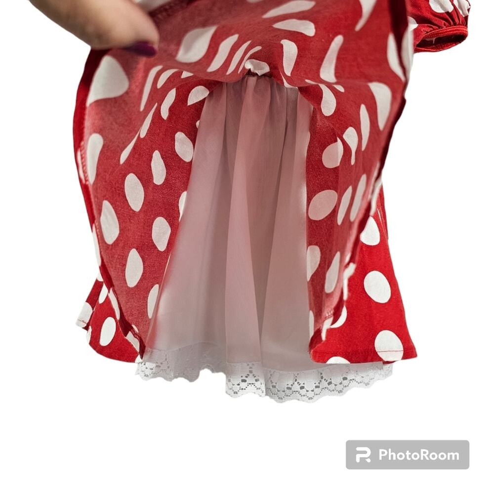 Disney Parks Minnie Mouse Dress Red, Black, White Polka Dots Baby 3-6* - Picture 5 of 9